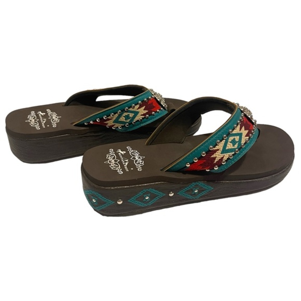 Montana‎ West ~ Concho Aztec Flip Flops ~ NWOT ~ 11 - Picture 2 of 9